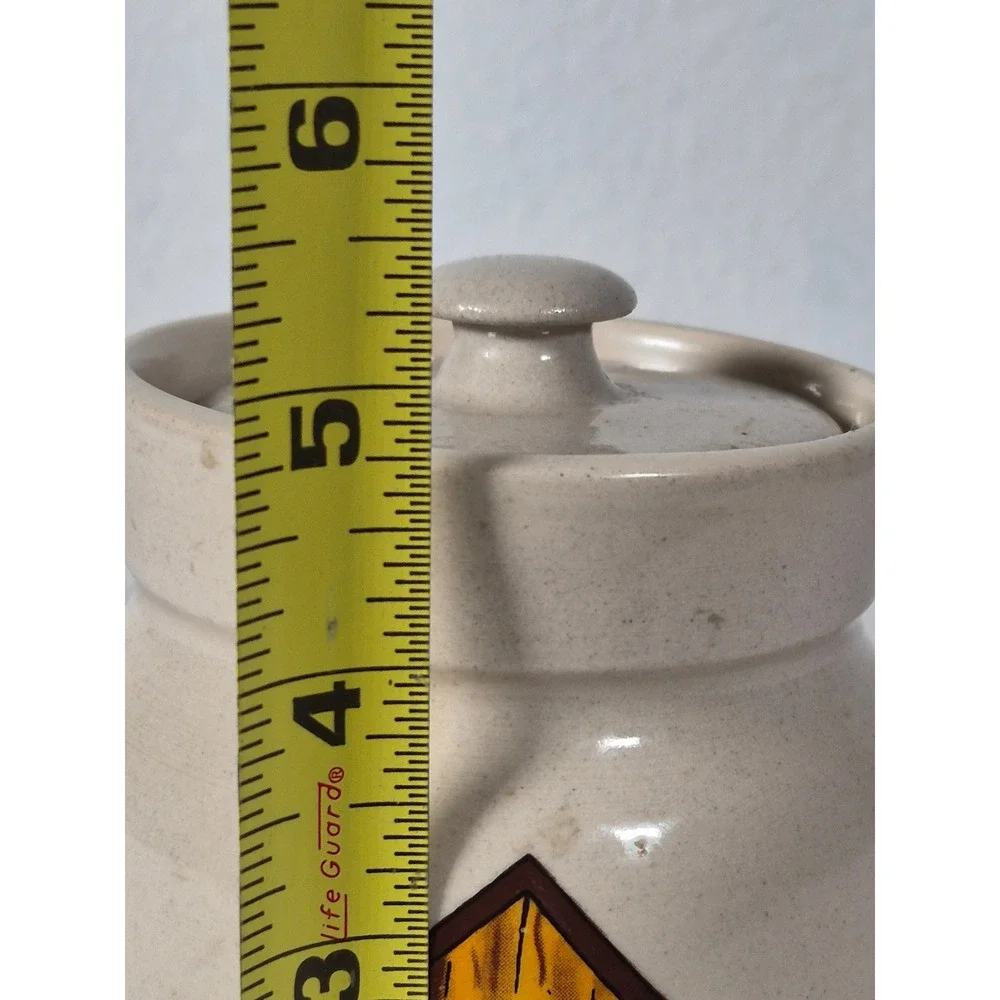 Vtg Yesteryears Hand Painted Birdhouse Stoneware Crock Jar w/Lid - USA